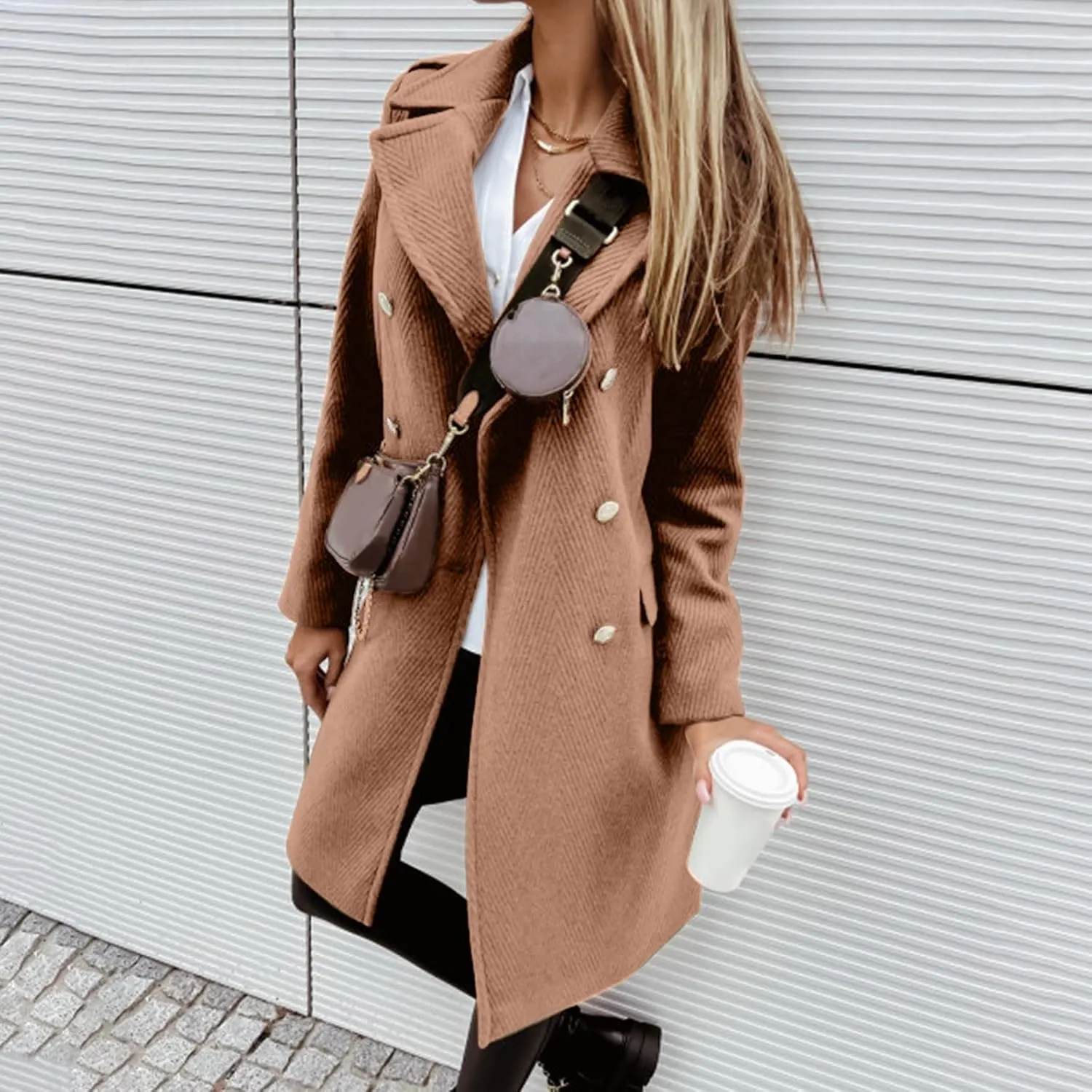Febecool Blazer Jackets For Women Long Sleeve Bomber Jacket Warm Coat Rain Jackets Waterproof Sweater Coat Trench Coats