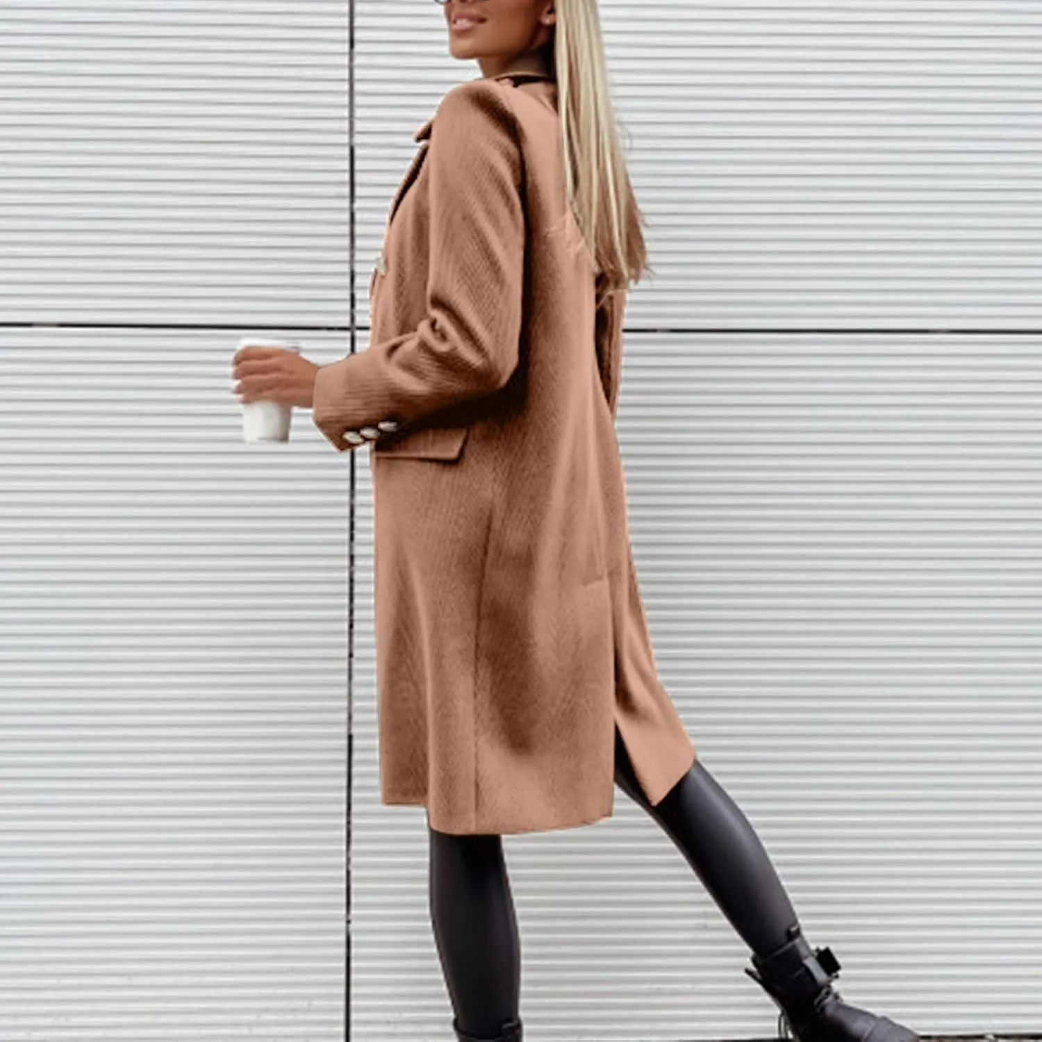 Febecool Blazer Jackets For Women Long Sleeve Bomber Jacket Warm Coat Rain Jackets Waterproof Sweater Coat Trench Coats