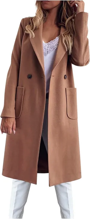 Febecool Coats For Women Lapel Collar Jacket Bomber Jacket Warm Coat Blazer Jackets Sweater Coat Button Slim Jacket