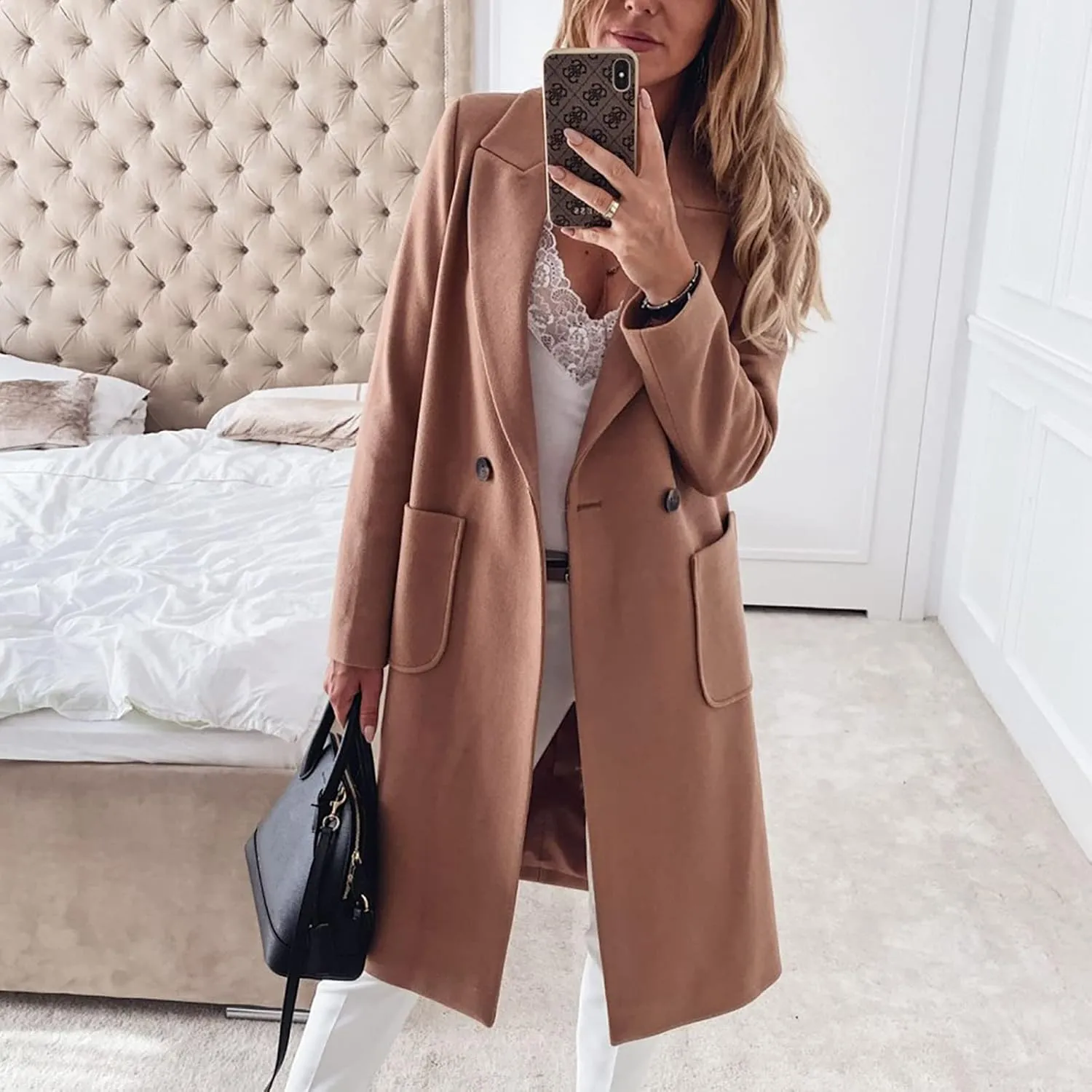 Febecool Coats For Women Lapel Collar Jacket Bomber Jacket Warm Coat Blazer Jackets Sweater Coat Button Slim Jacket
