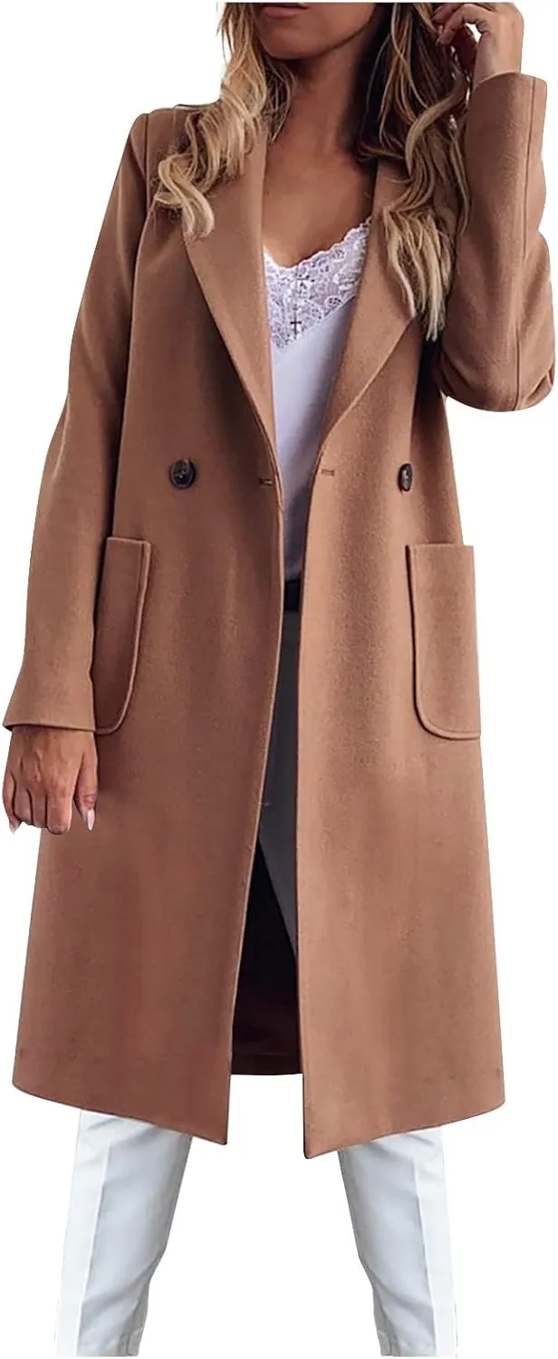 Febecool Coats For Women Lapel Collar Jacket Bomber Jacket Warm Coat Blazer Jackets Sweater Coat Button Slim Jacket
