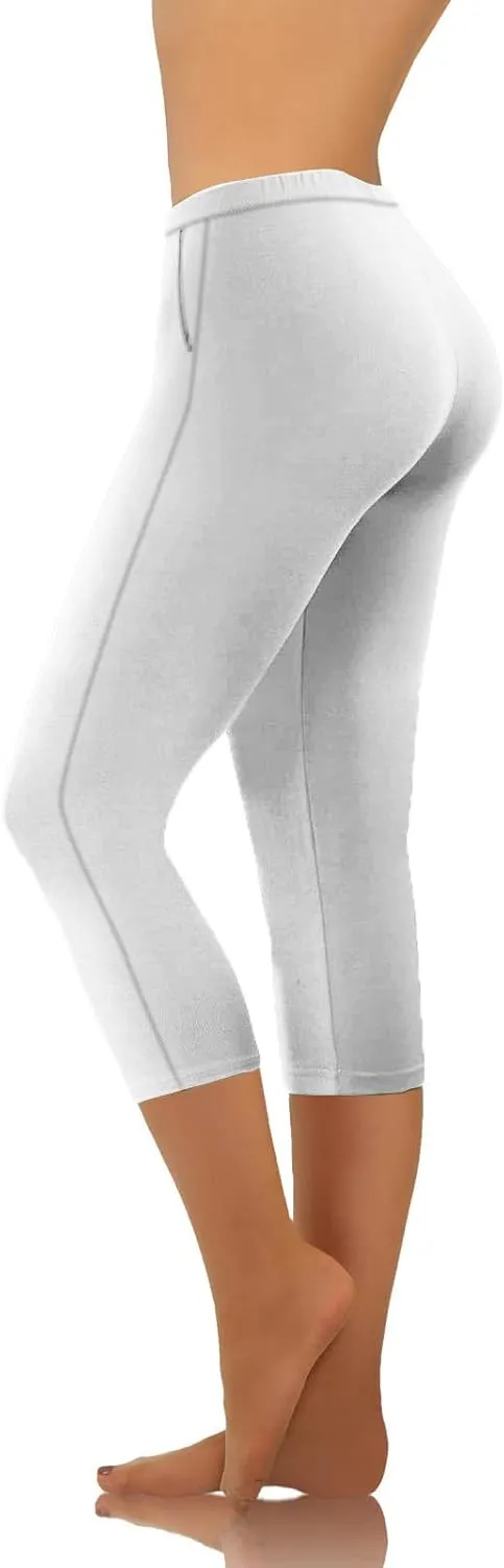 Firzero Womens Leggings with Pocket 2024 Summer Capri Leggings Knee Length Casual Workout Yoga Capri Pants Cropped Trousers