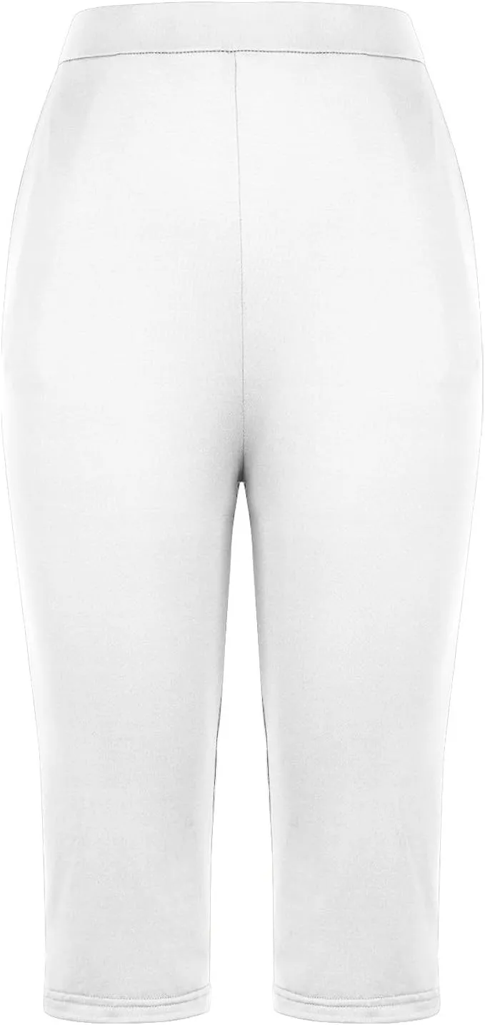 Firzero Womens Leggings with Pocket 2024 Summer Capri Leggings Knee Length Casual Workout Yoga Capri Pants Cropped Trousers