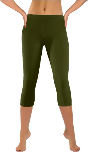 Firzero Womens Leggings with Pocket 2024 Summer Capri Leggings Knee Length Casual Workout Yoga Capri Pants Cropped Trousers