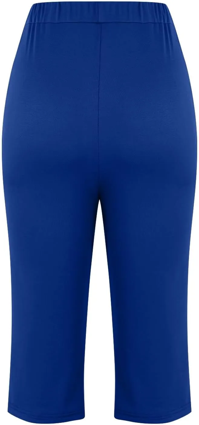 Firzero Womens Leggings with Pocket 2024 Summer Capri Leggings Knee Length Casual Workout Yoga Capri Pants Cropped Trousers