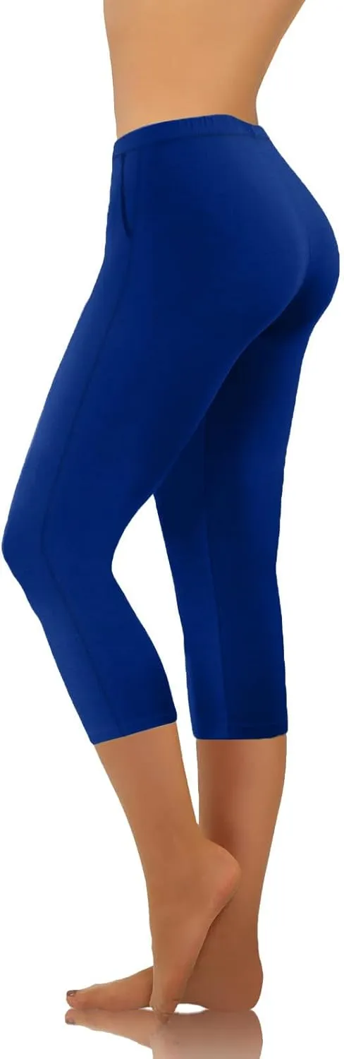 Firzero Womens Leggings with Pocket 2024 Summer Capri Leggings Knee Length Casual Workout Yoga Capri Pants Cropped Trousers