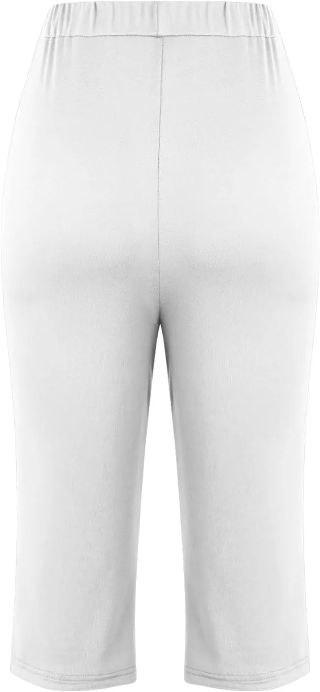 Firzero Womens Leggings with Pocket 2024 Summer Capri Leggings Knee Length Casual Workout Yoga Capri Pants Cropped Trousers