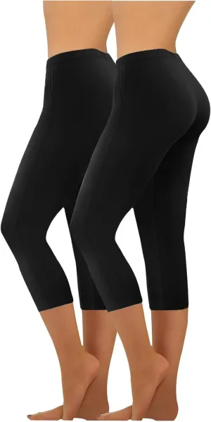 Firzero Womens Leggings with Pocket 2024 Summer Capri Leggings Knee Length Casual Workout Yoga Capri Pants Cropped Trousers