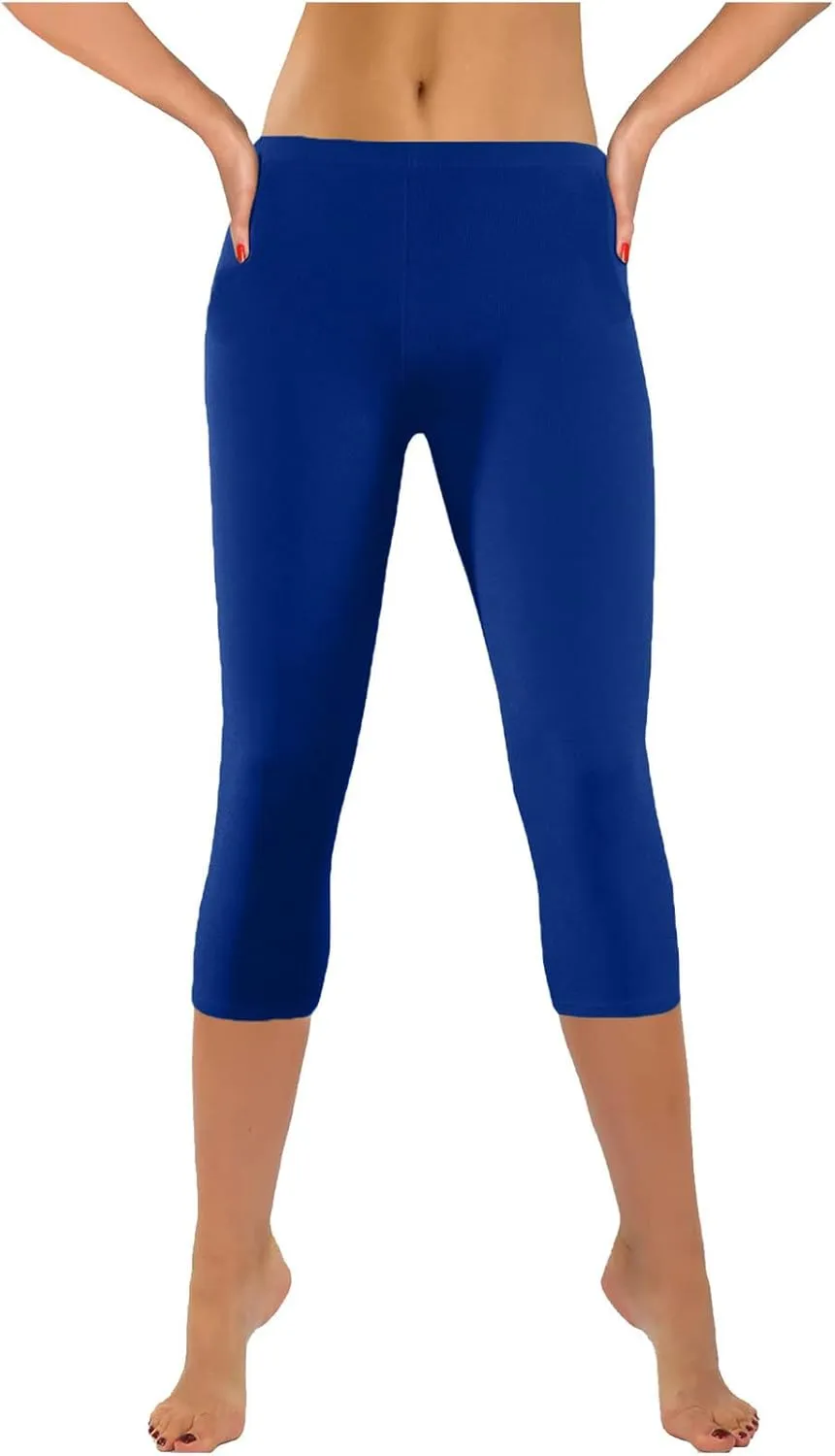 Firzero Womens Leggings with Pocket 2024 Summer Capri Leggings Knee Length Casual Workout Yoga Capri Pants Cropped Trousers