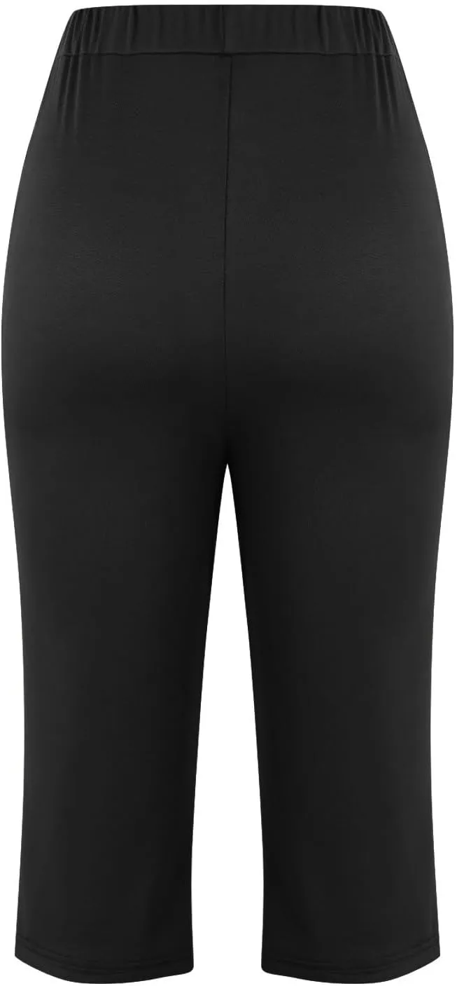Firzero Womens Leggings with Pocket 2024 Summer Capri Leggings Knee Length Casual Workout Yoga Capri Pants Cropped Trousers