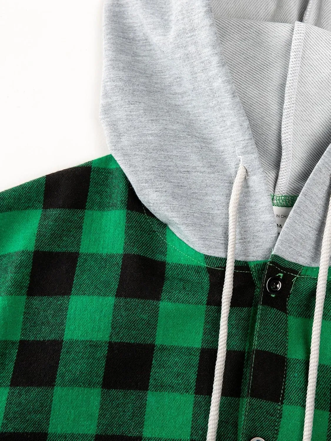 Flannel Hoodie for Mens Casual Long Sleeve Button Down Hooded Plaid Shirt Jacket Lightweight Fall Shacket Hoodies