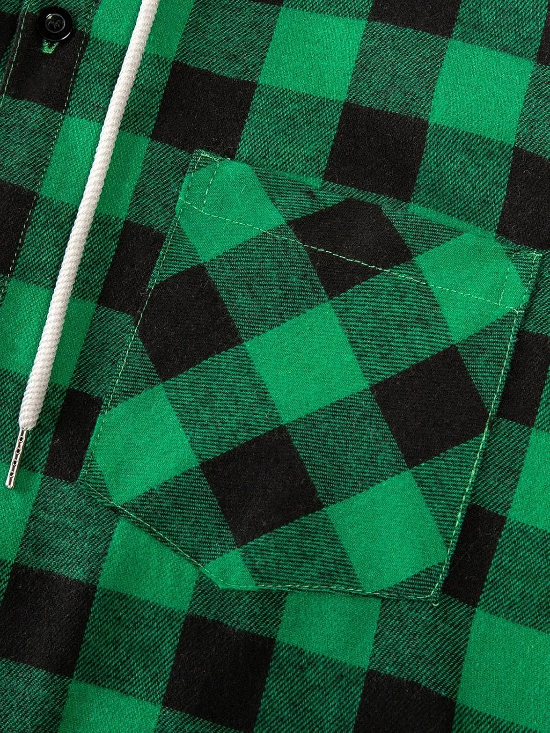 Flannel Hoodie for Mens Casual Long Sleeve Button Down Hooded Plaid Shirt Jacket Lightweight Fall Shacket Hoodies