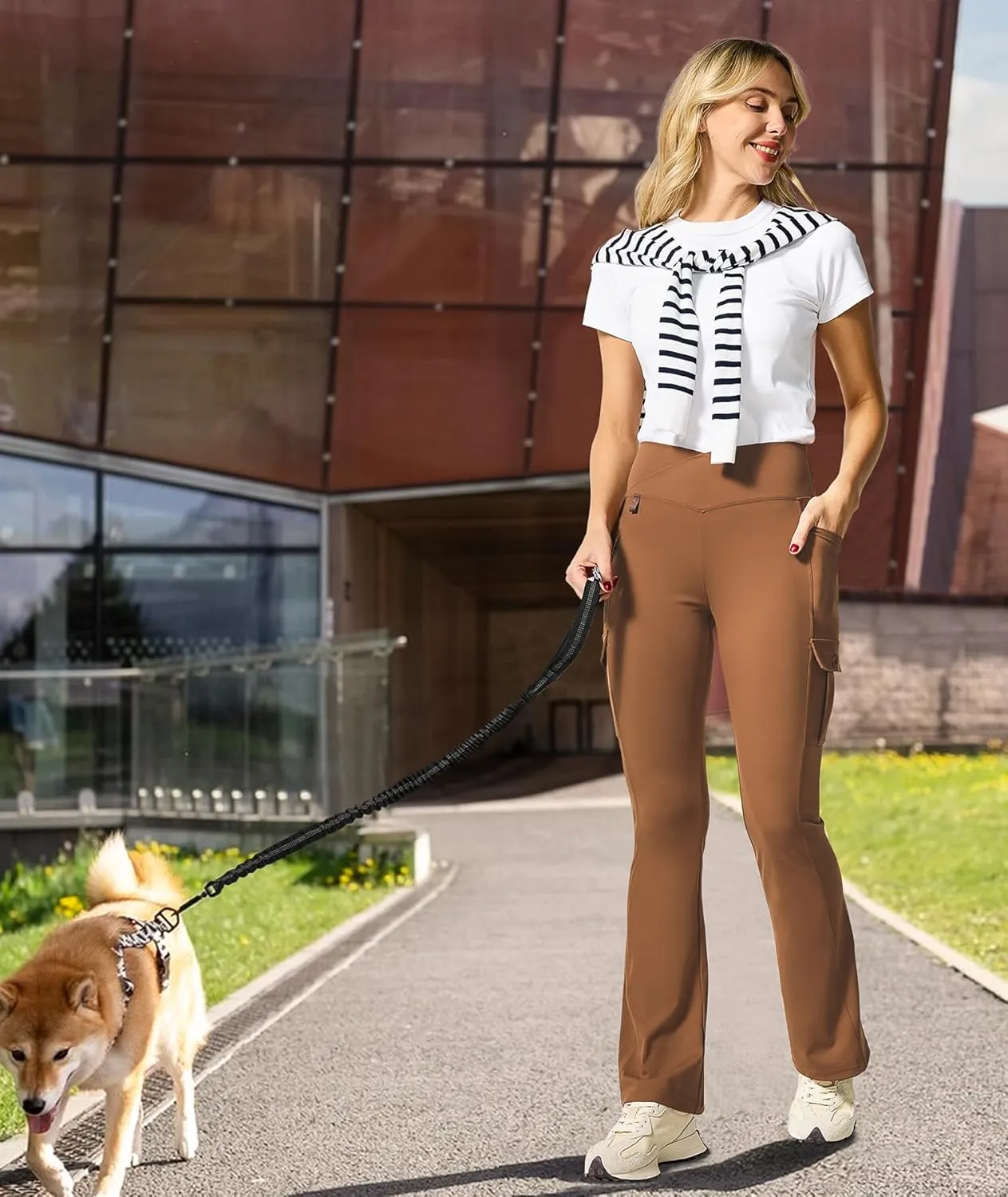 Flare Leggings for Women Yoga Crossover High Waist Pants with Tummy Control Workout Cargo with 5 Pockets Bootcut Leggings