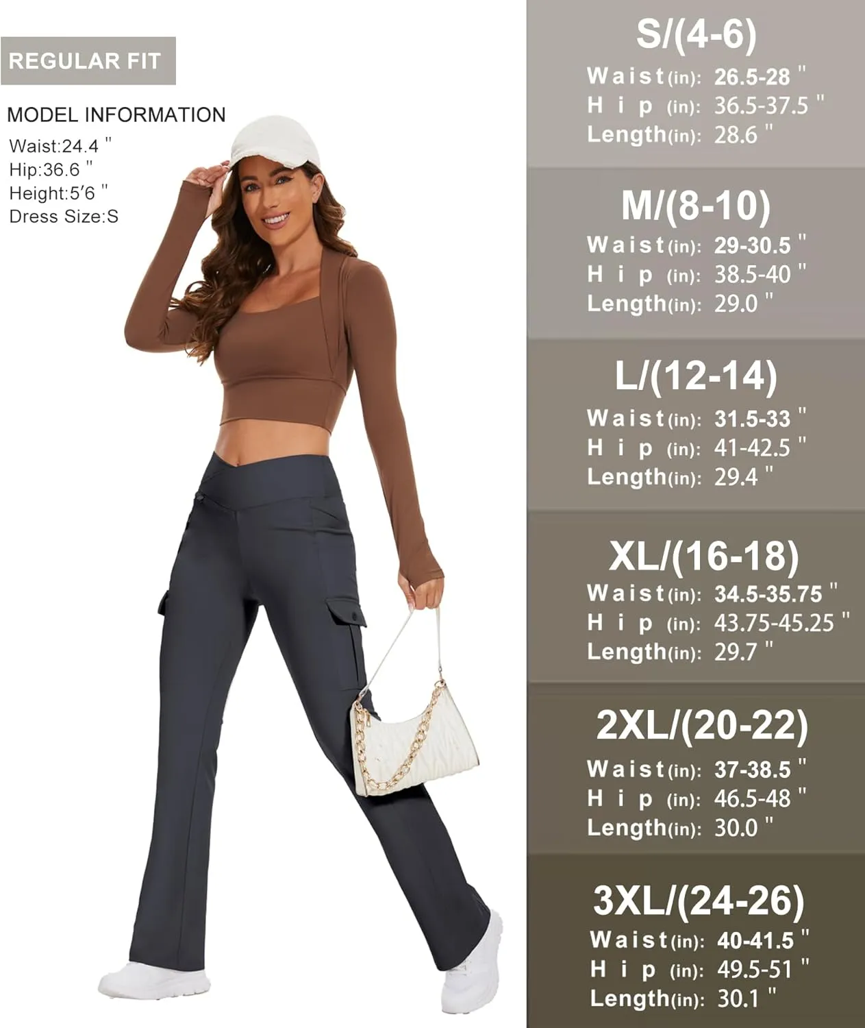 Flare Leggings for Women Yoga Crossover High Waist Pants with Tummy Control Workout Cargo with 5 Pockets Bootcut Leggings