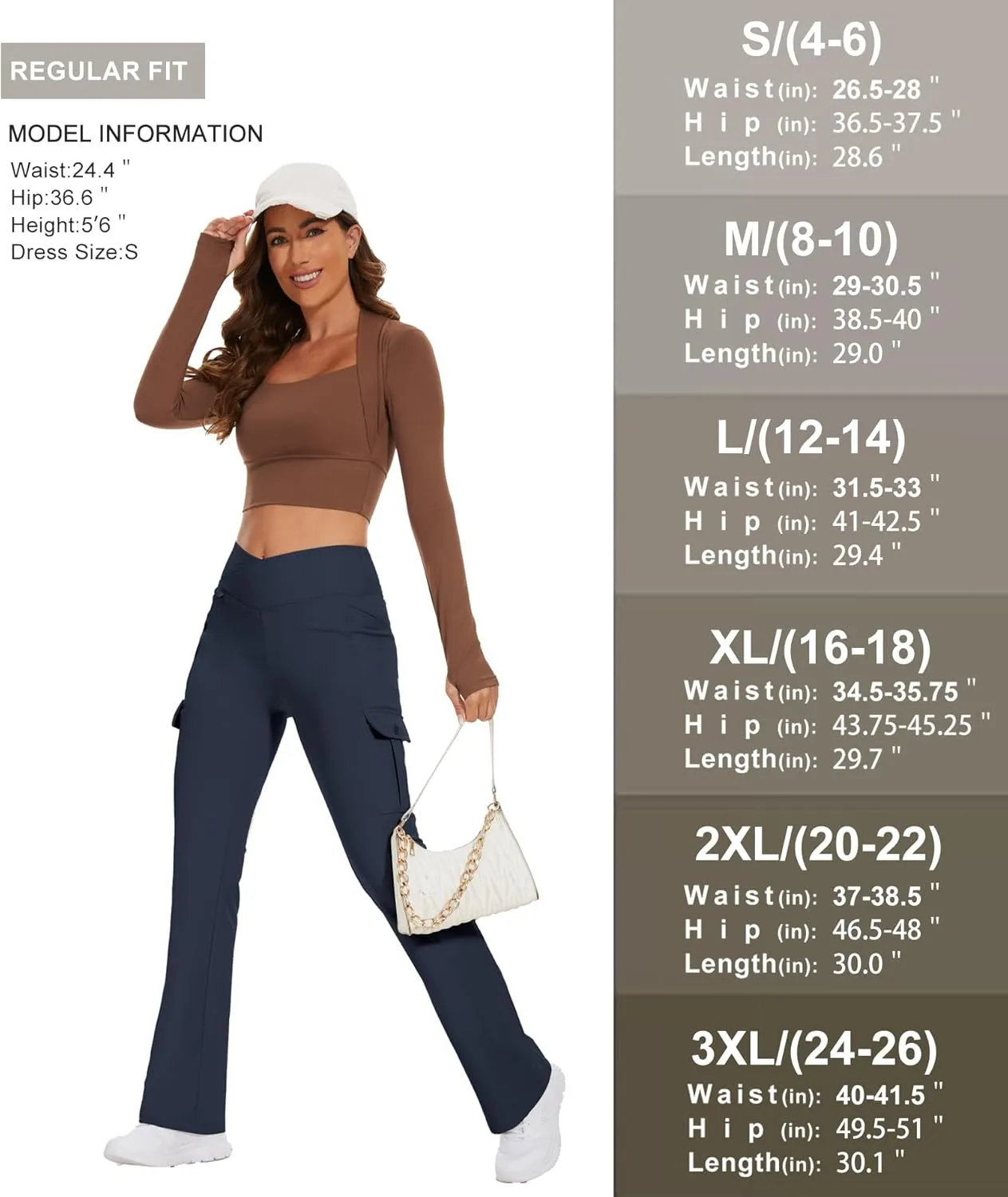 Flare Leggings for Women Yoga Crossover High Waist Pants with Tummy Control Workout Cargo with 5 Pockets Bootcut Leggings