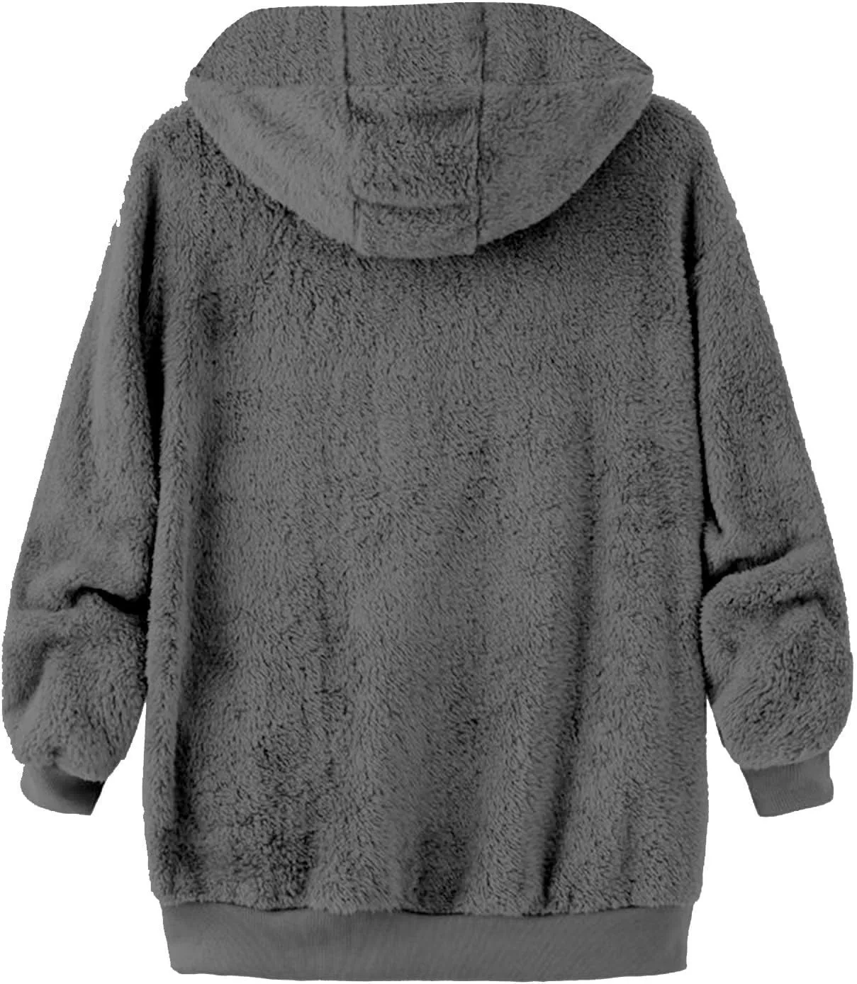 Fleece Jacket Men Fuzzy Zip up Hoodie Open Front Hooded Cardigan Faux Fur Coat Warm Fall Winter Jackets Thermal Outwear