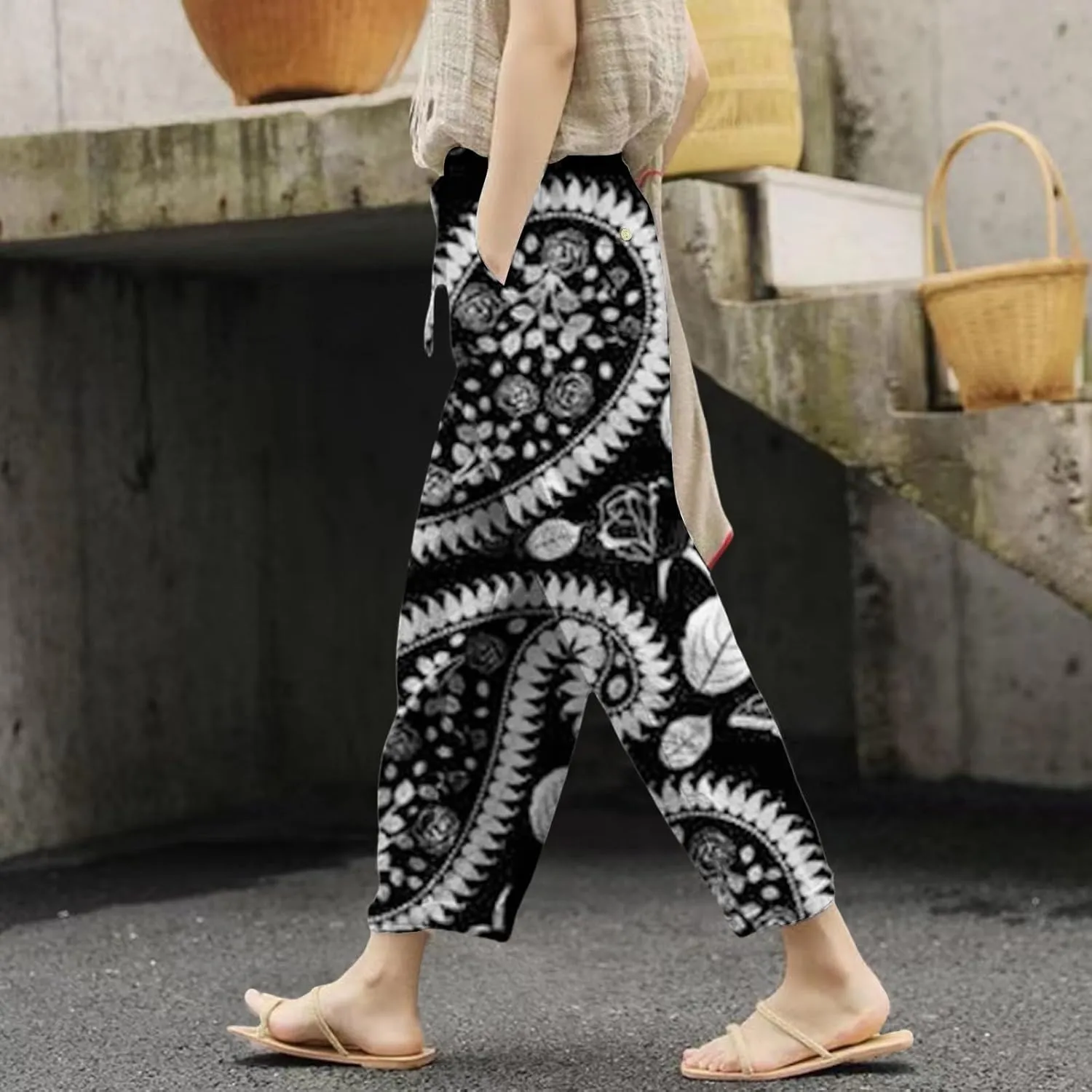 Fleece Lined Leggings Women Drawstring Pants Casual Beach Long Pants Workout Leggings for Women Womens Joggers with