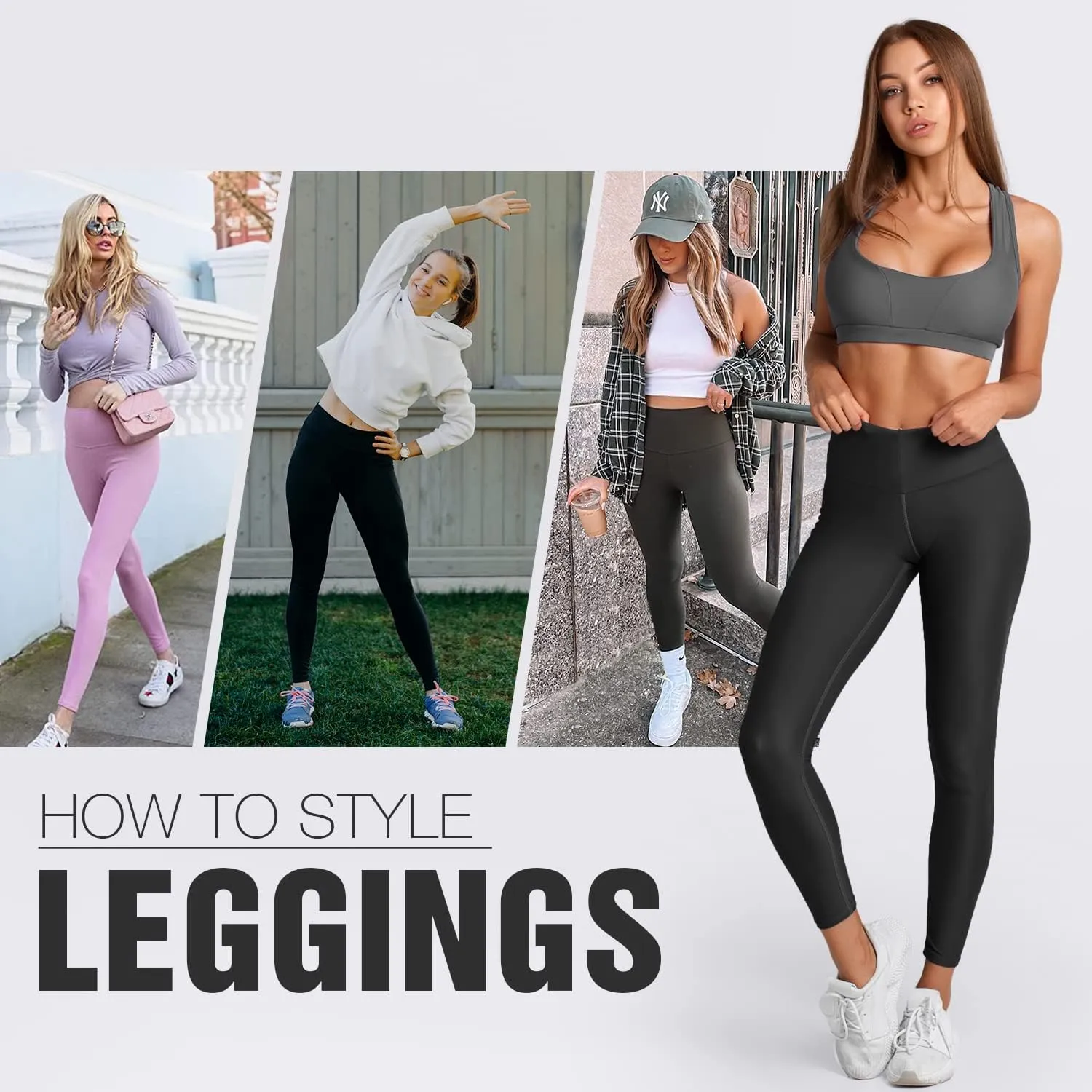 FULLSOFT 2 Pack Capri Leggings for Women-High Waist Tummy Control Non See Through Leggings Workout Pants
