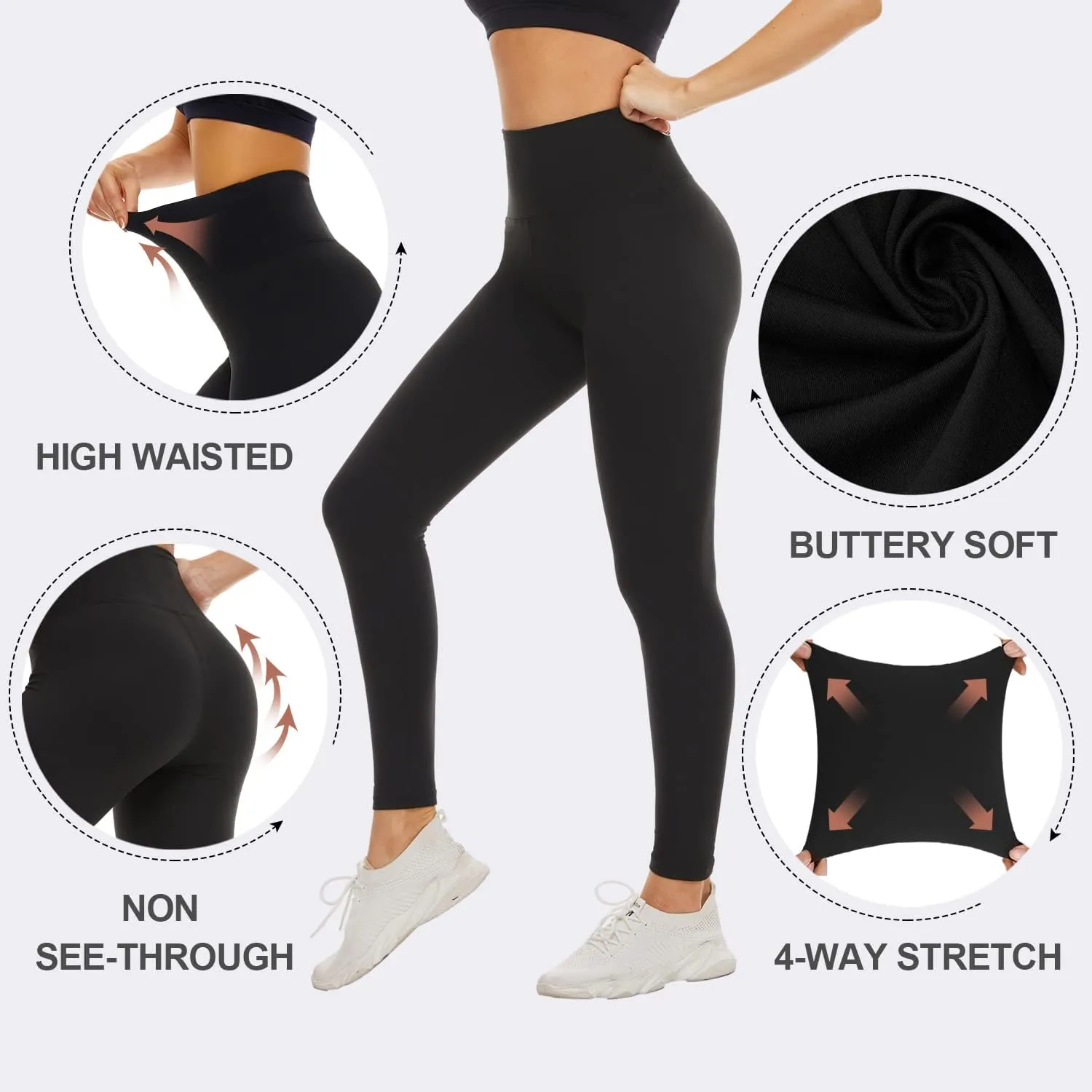 FULLSOFT 2 Pack Capri Leggings for Women-High Waist Tummy Control Non See Through Leggings Workout Pants