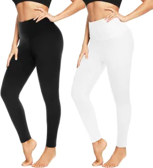 FULLSOFT 2 Pack Capri Leggings for Women-High Waist Tummy Control Non See Through Leggings Workout Pants