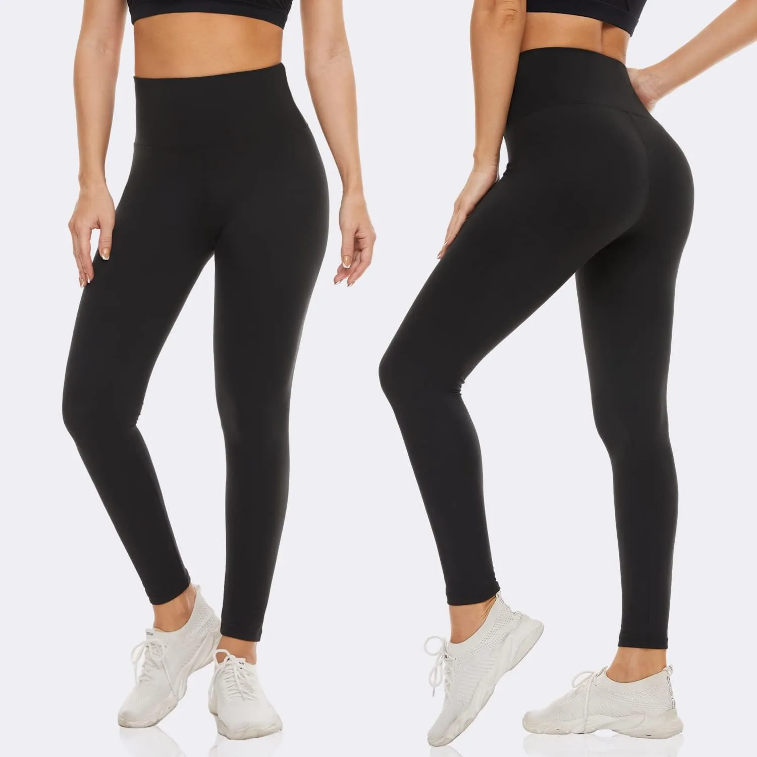 FULLSOFT 2 Pack Capri Leggings for Women-High Waist Tummy Control Non See Through Leggings Workout Pants