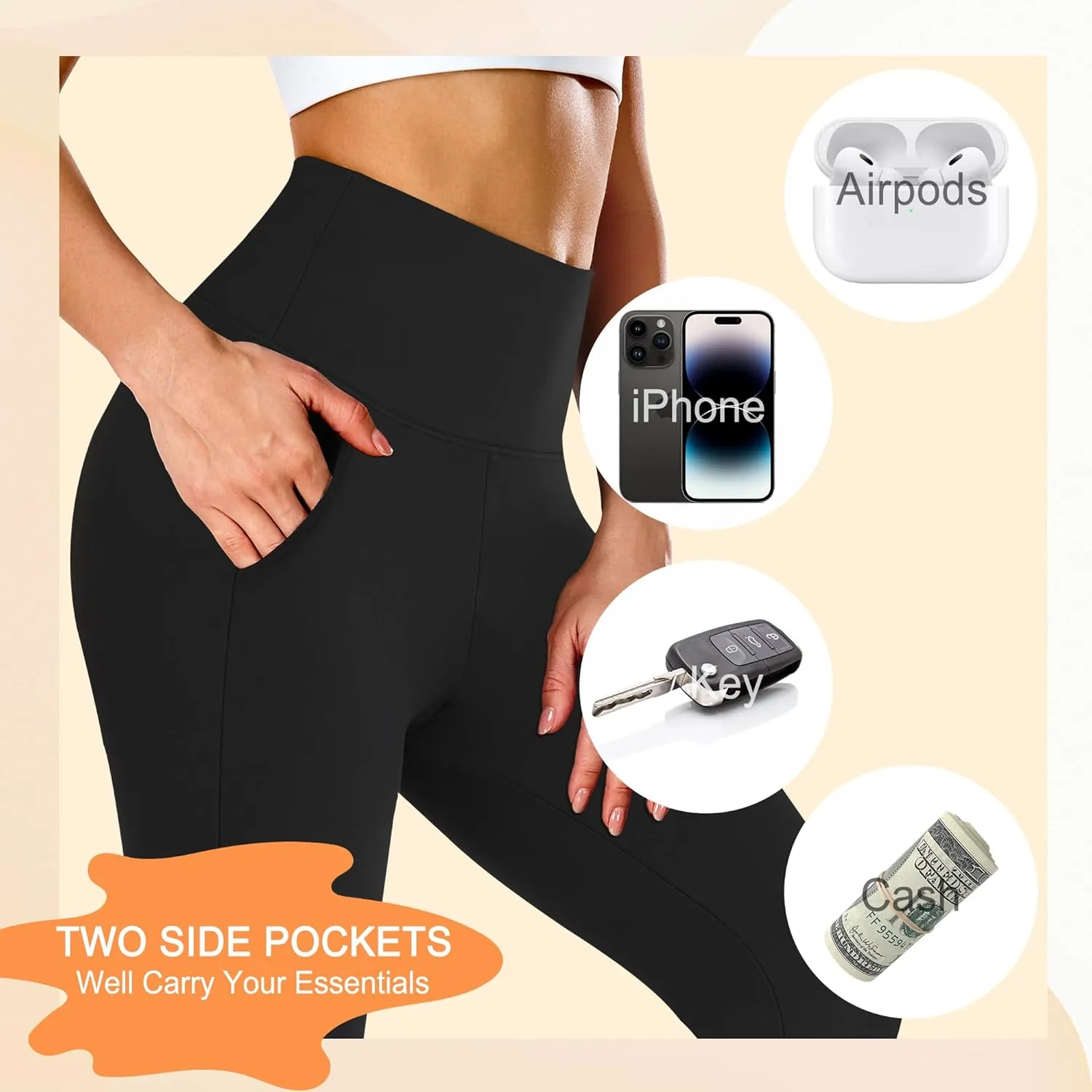 FULLSOFT 2 Pack Women's Knee-Length Leggings -High Waist Capri Biker Shorts -Workout Casual Summer Yoga Leggings