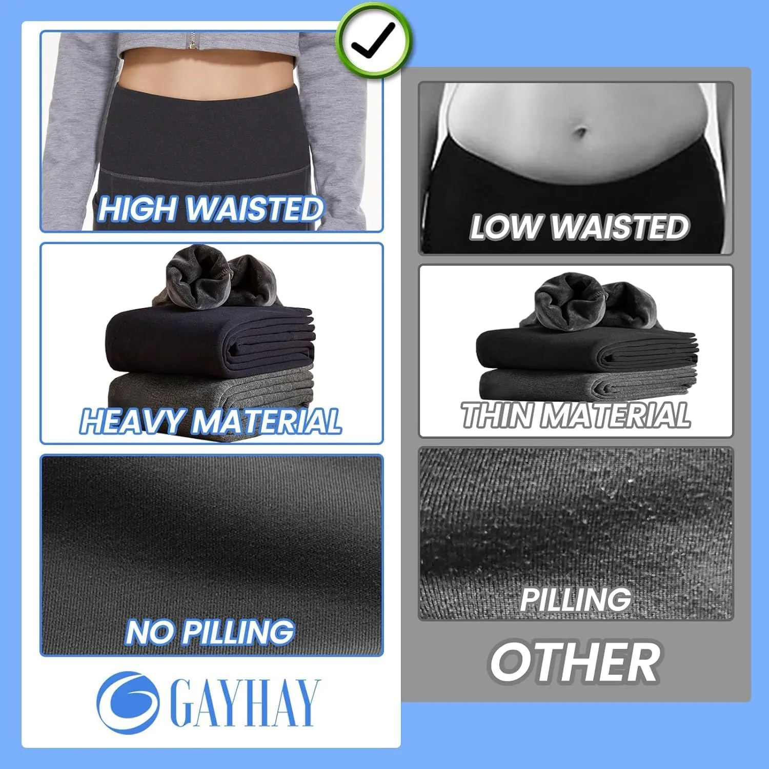 GAYHAY Fleece Lined Leggings Women with Pockets - Thermal High Waisted Winter Yoga Pants Warm Thick Leggings for Workout