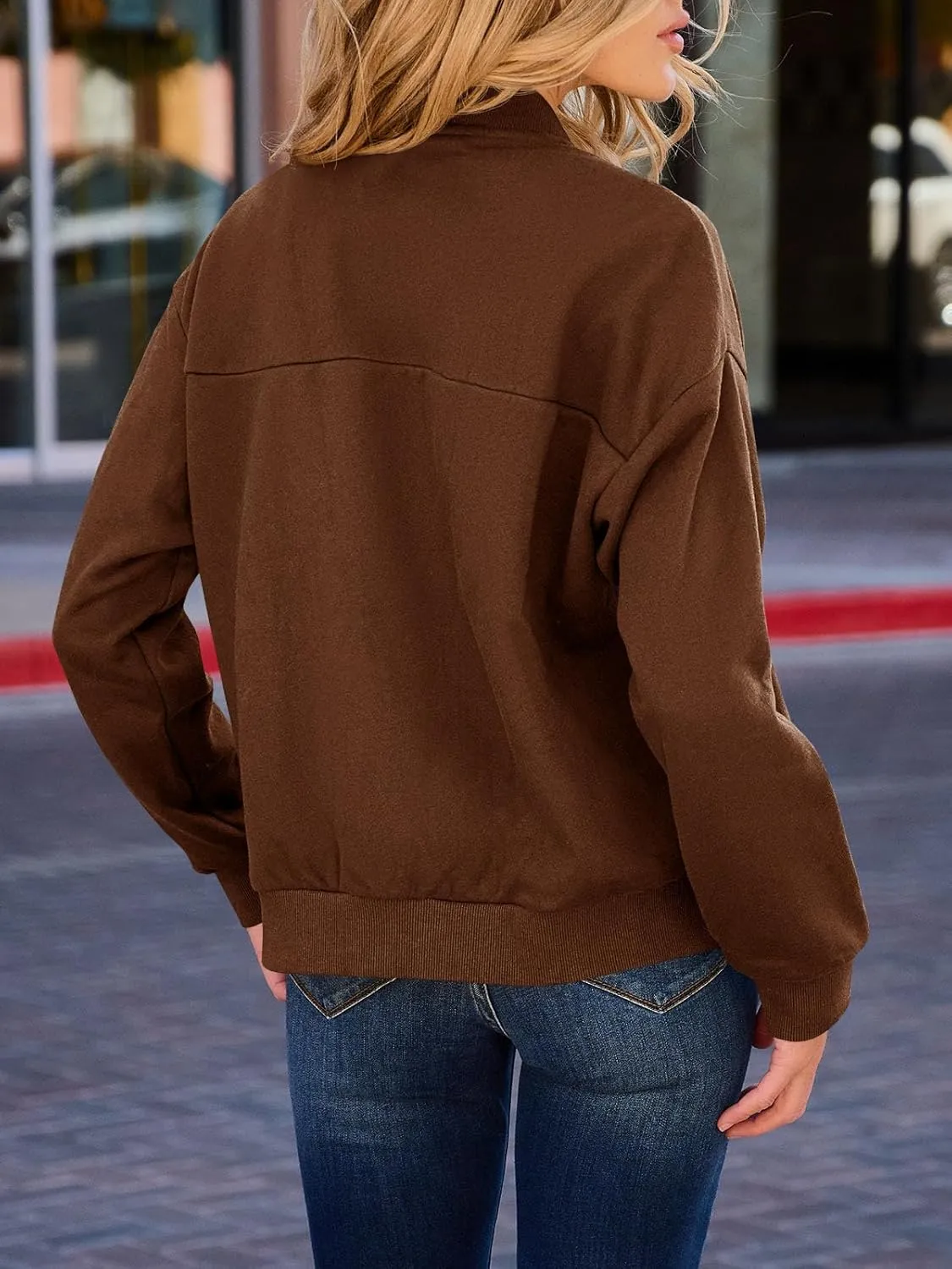 GeGekoko Womens Zip Up Sweatshirts Jackets Long Sleeve Casual Loose Outwear with Pockets