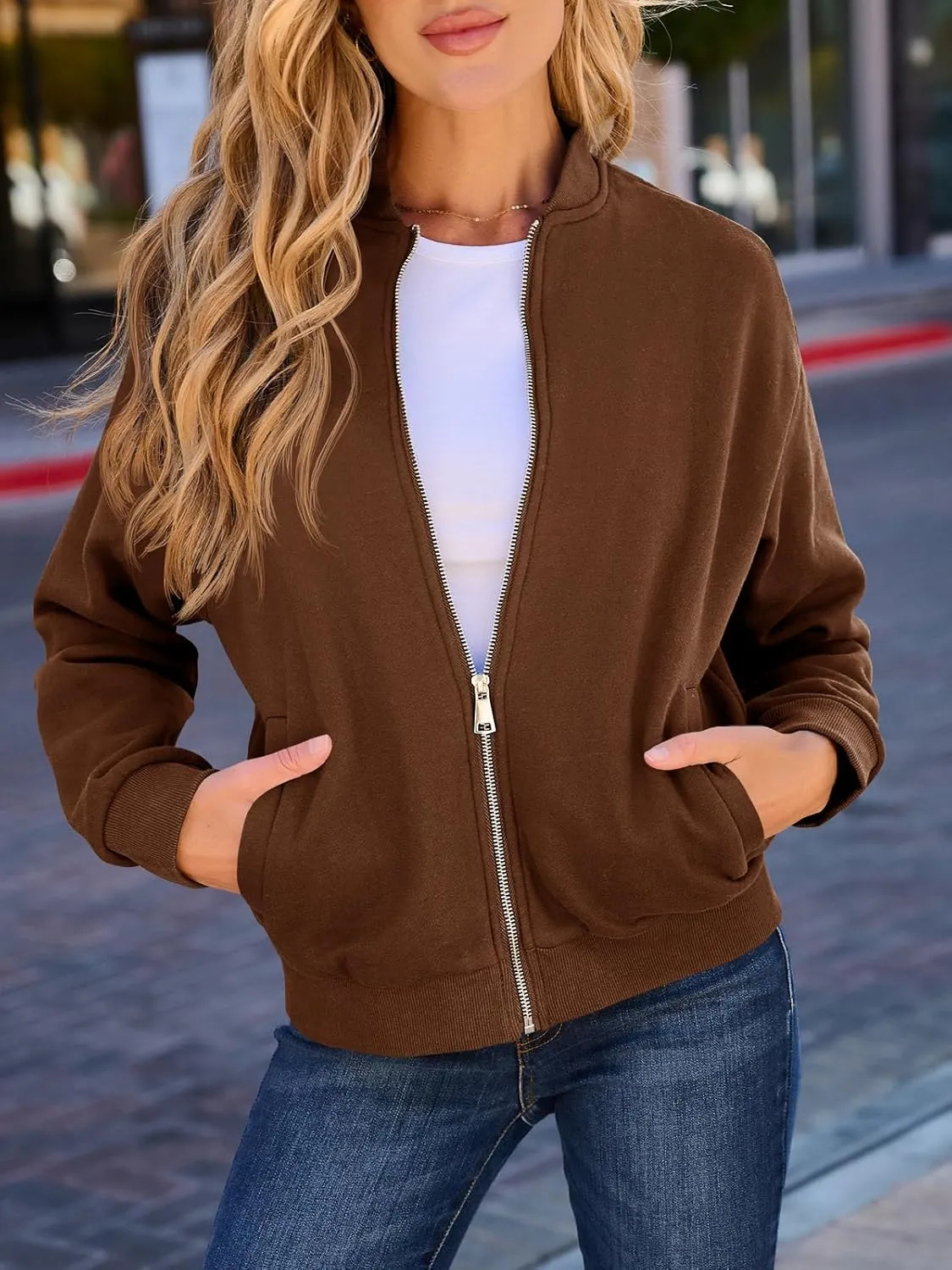 GeGekoko Womens Zip Up Sweatshirts Jackets Long Sleeve Casual Loose Outwear with Pockets
