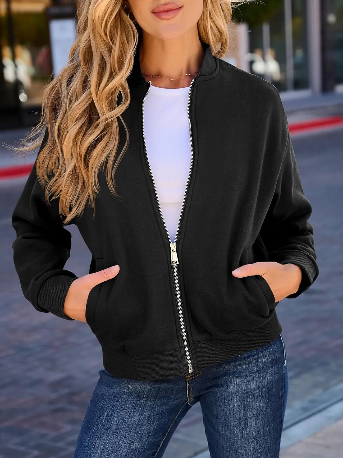 GeGekoko Womens Zip Up Sweatshirts Jackets Long Sleeve Casual Loose Outwear with Pockets