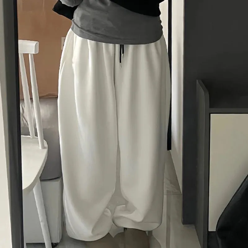 Getadme Fleece American Casual Sweatpants Winter Y2k Oversize Loose Thicken Women High-waisted Slim Flesh-shielding Baggy Wide-leg Pants