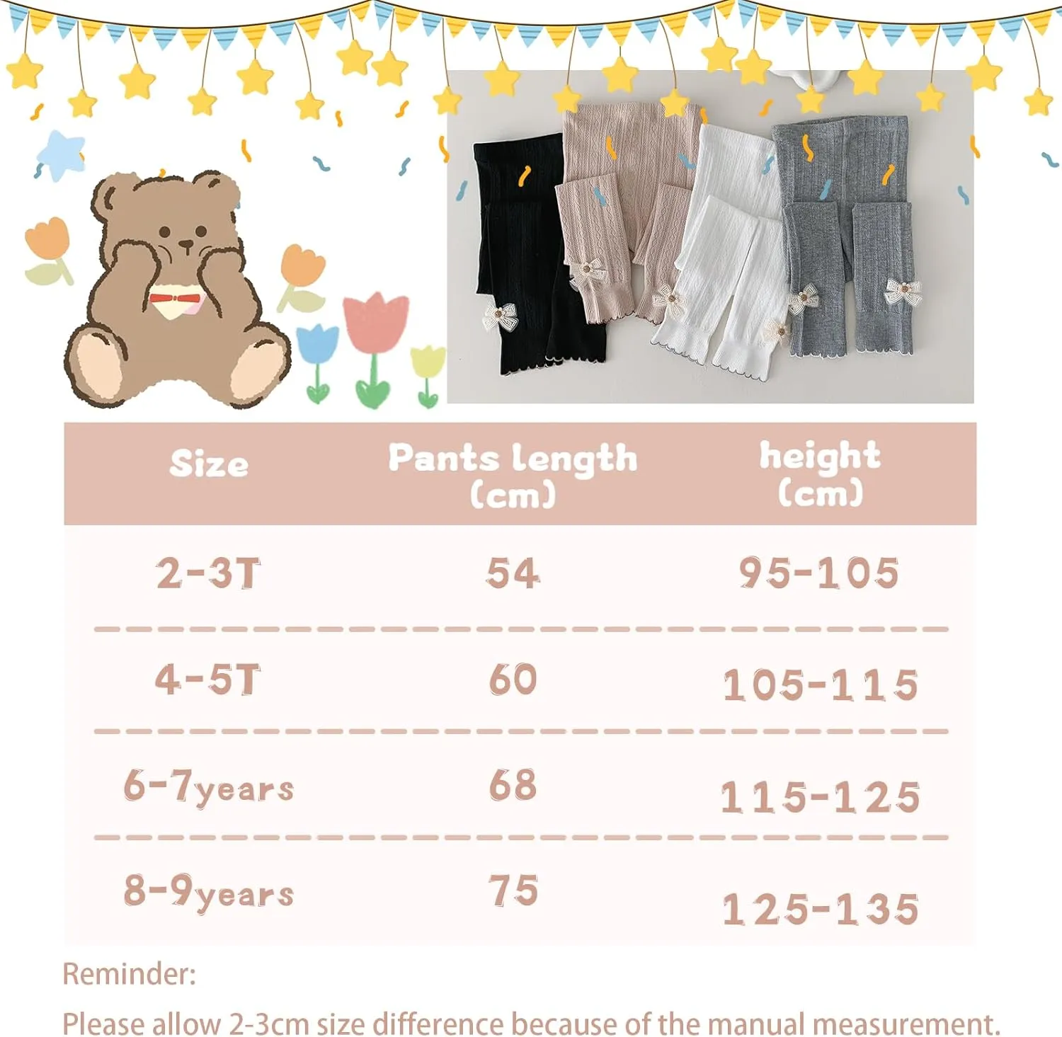 Girls Leggings for Little Girls, (2 Pack) Toddler Girl Pants Leggings for Baby Tights Multiple Colors 2-9 Years