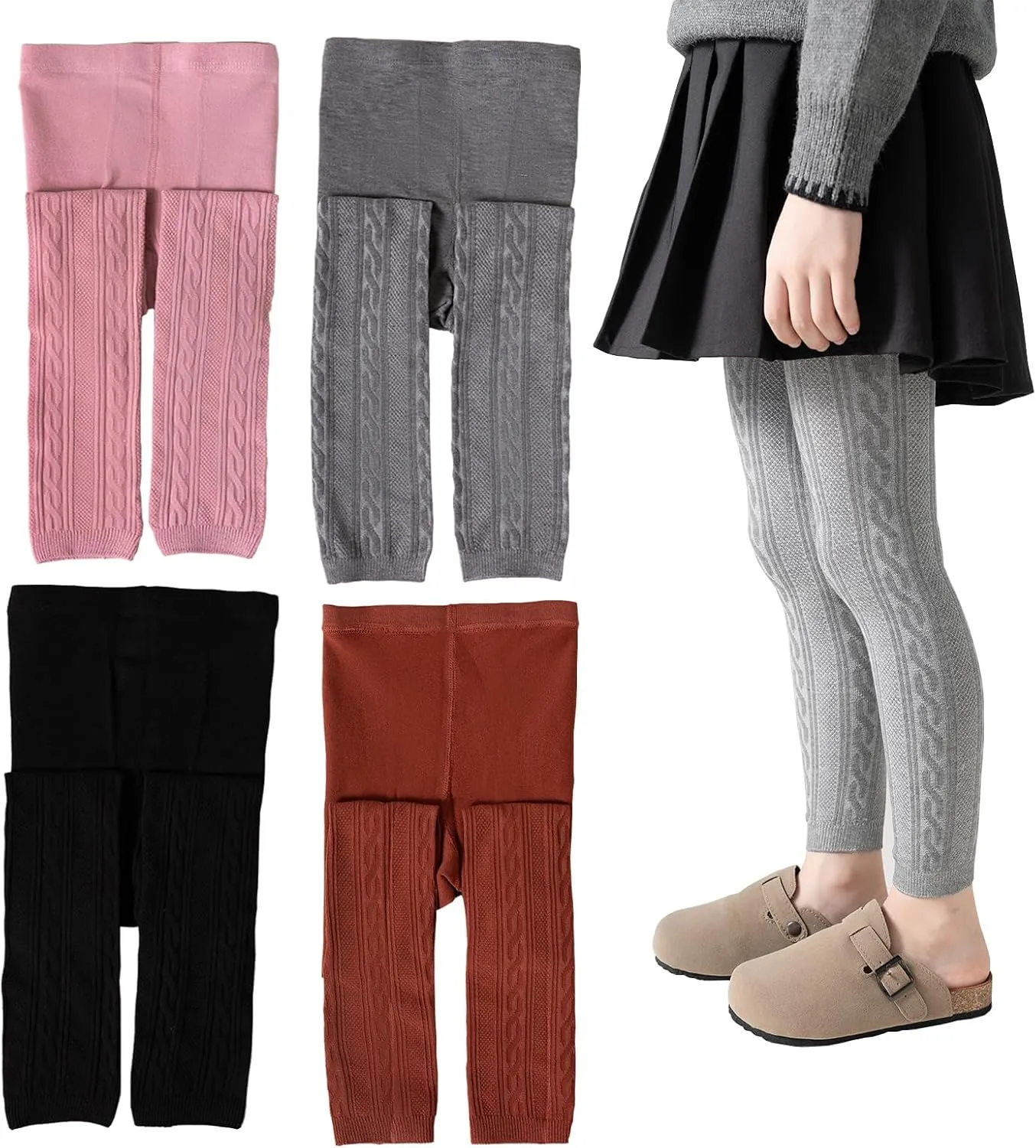 Girls Leggings for Little Girls, (2 Pack) Toddler Girl Pants Leggings for Baby Tights Multiple Colors 2-9 Years