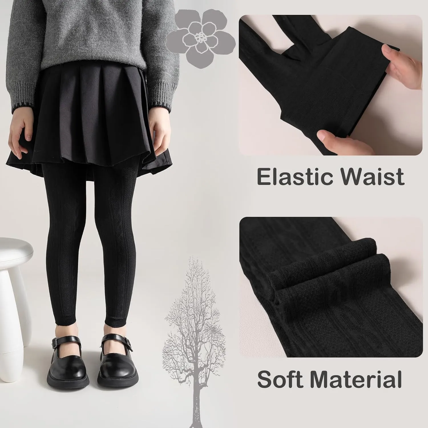 Girls Leggings for Little Girls, (2 Pack) Toddler Girl Pants Leggings for Baby Tights Multiple Colors 2-9 Years