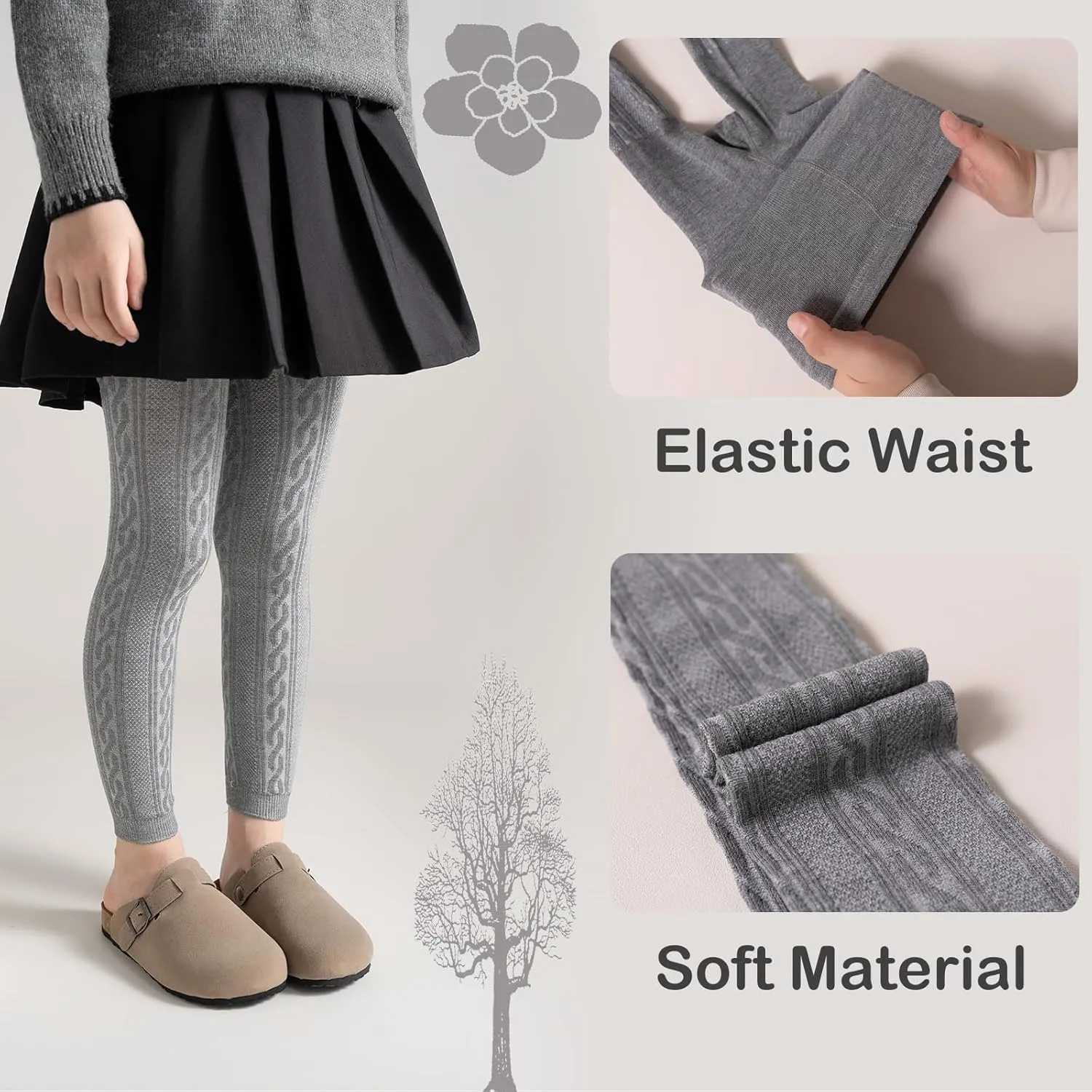 Girls Leggings for Little Girls, (2 Pack) Toddler Girl Pants Leggings for Baby Tights Multiple Colors 2-9 Years