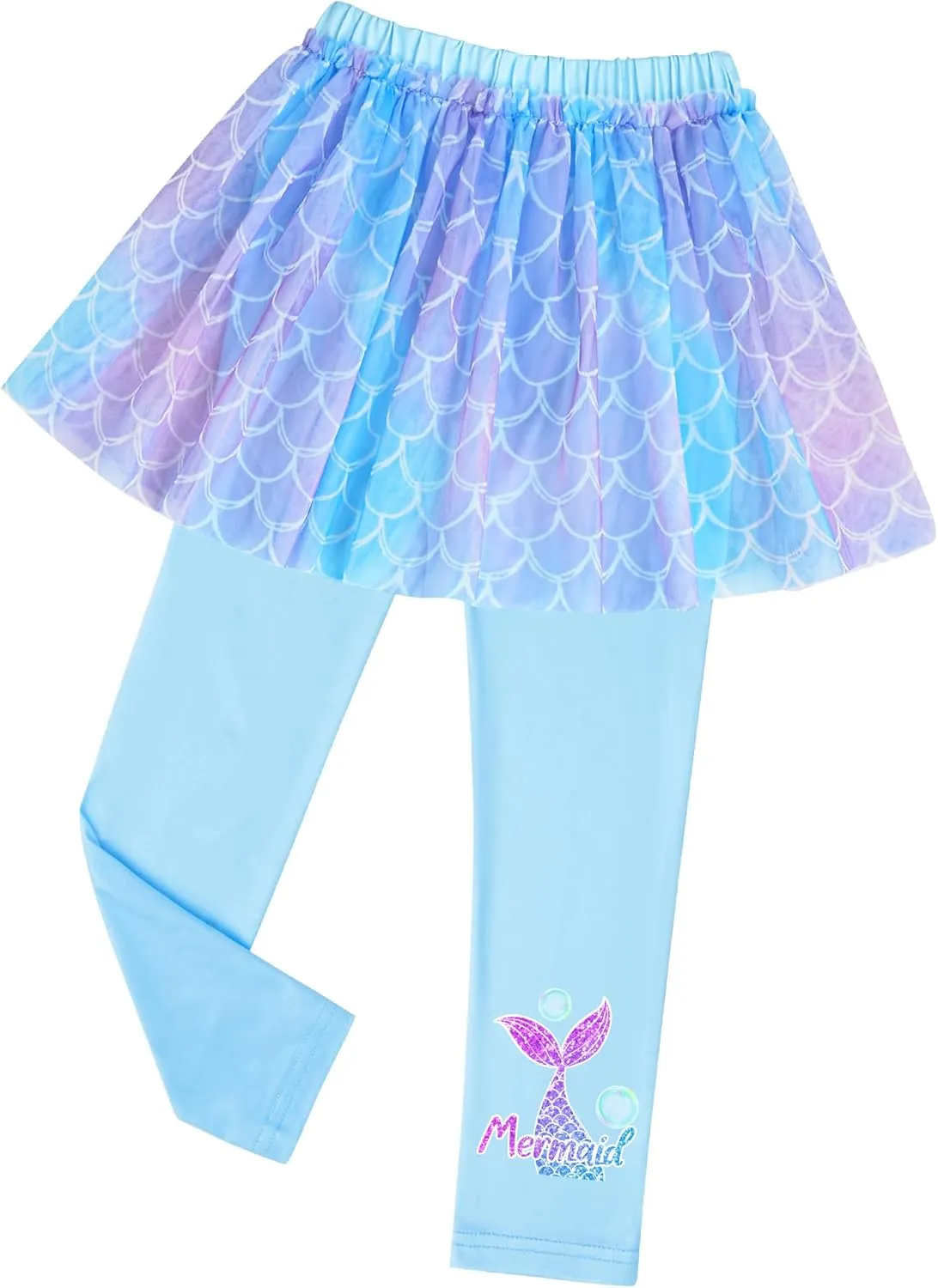 Girls Leggings with Skirt Kids Footless Leggings Pants with Lace Ruffle Tutu Skirt for Toddler Little Girls 4-7T