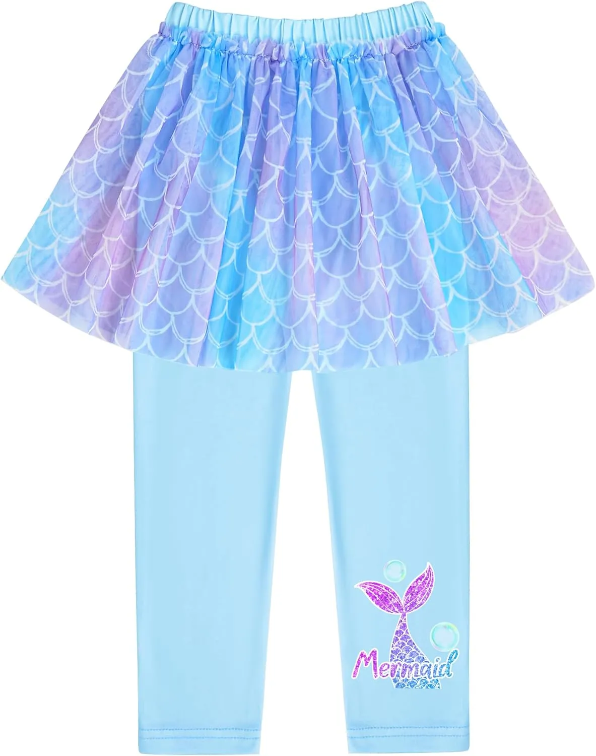 Girls Leggings with Skirt Kids Footless Leggings Pants with Lace Ruffle Tutu Skirt for Toddler Little Girls 4-7T
