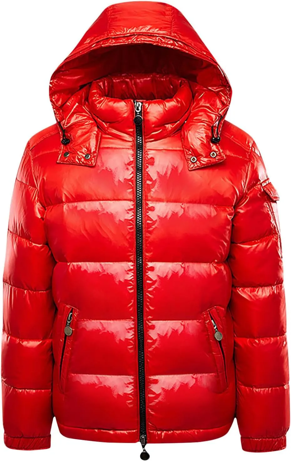 Glossy Puffer Jacket Men Quilted Insulated Jacket Zip up Padded Coat Warm Down Jacket Casual Winter Jacket Outwear