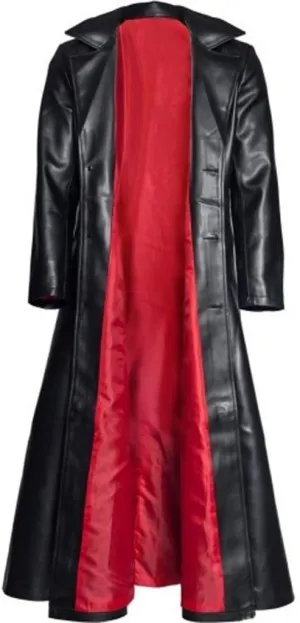 Gothic Leather Trench Coat for Men Vintage Fall Winter Long Coats Faux Leather Long Jacket Plus Size Trenchcoat