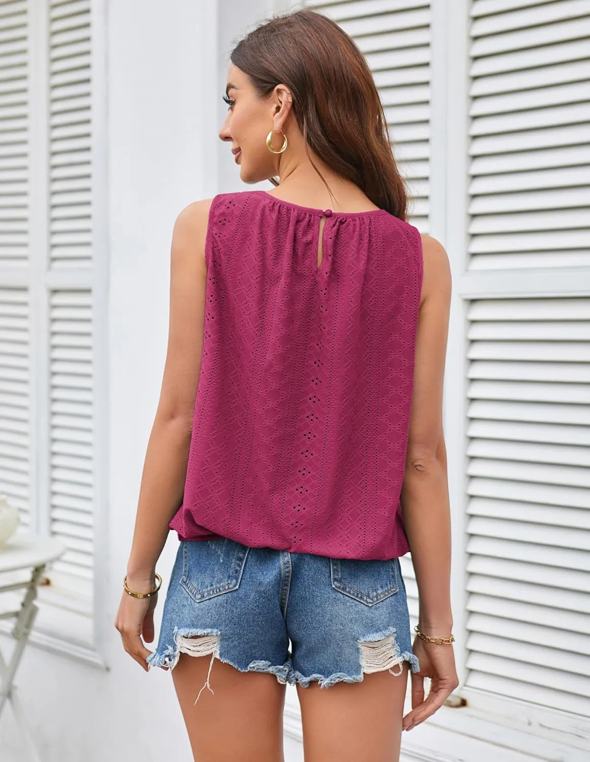 GRACE KARIN Womens Tank Tops V Neck Dressy Casual Cami Sleeveless Camisole Blouses Eyelet Shirts Summer Tank Tops