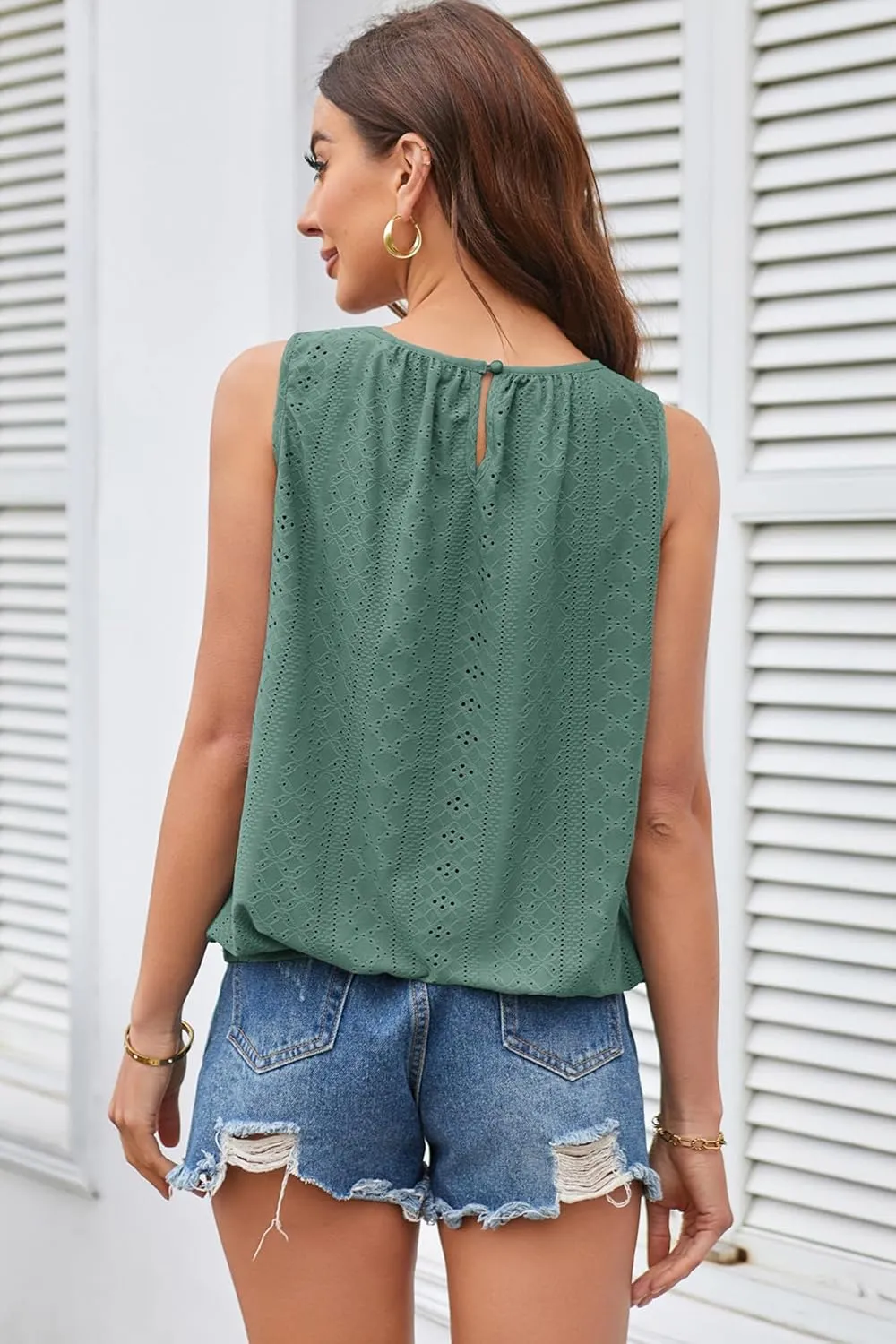 GRACE KARIN Womens Tank Tops V Neck Dressy Casual Cami Sleeveless Camisole Blouses Eyelet Shirts Summer Tank Tops