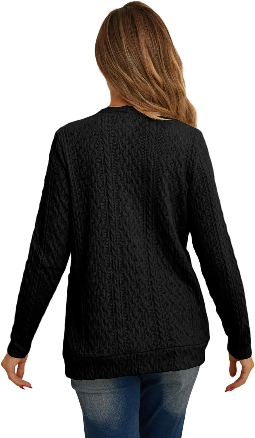 GRECERELLE Women's Lightweight Cardigan Sweater Casual Long Sleeve Knit Cardigan Open Front Outwear Jacket with Pockets