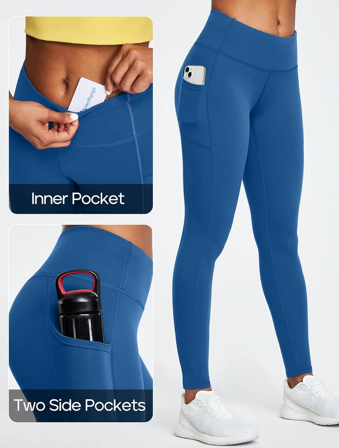 Heathyoga Leggings with Pockets for Women Tummy Control High Waist Yoga Pants with pockets for Workout Athletic Leggings
