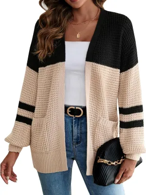 HELYO Women's Cardigan Sweater Casual Lightweight Fall Winter Open Front Soft Knit Cardigans Sweaters with Pockets 883