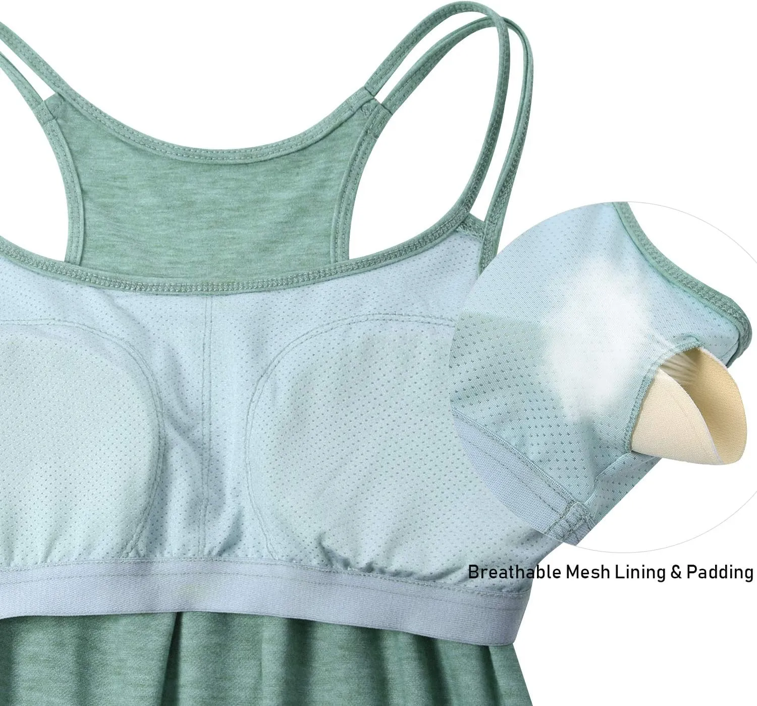 Hibelle Women's Workout Yoga Racerback Tank Tops with Built in Shelf Bra