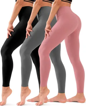 Hmuuo 3 Pack Leggings for Women High Waisted Tummy Control No See-Through Yoga Pants Workout Running Leggings