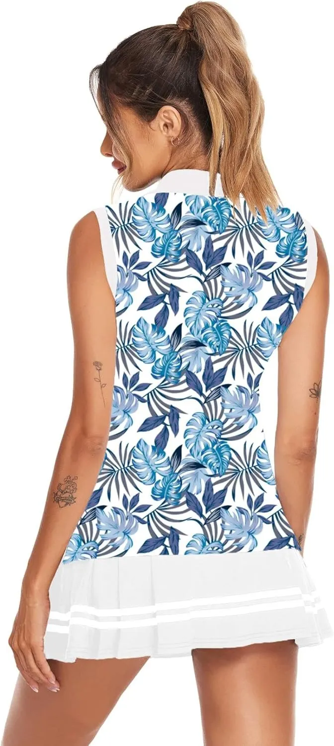 HOTLOOX Women Sleeveless Golf Polo Shirts Summer 2025 UPF 50  Zipper V Neck Tennis Tank Top S-XXL