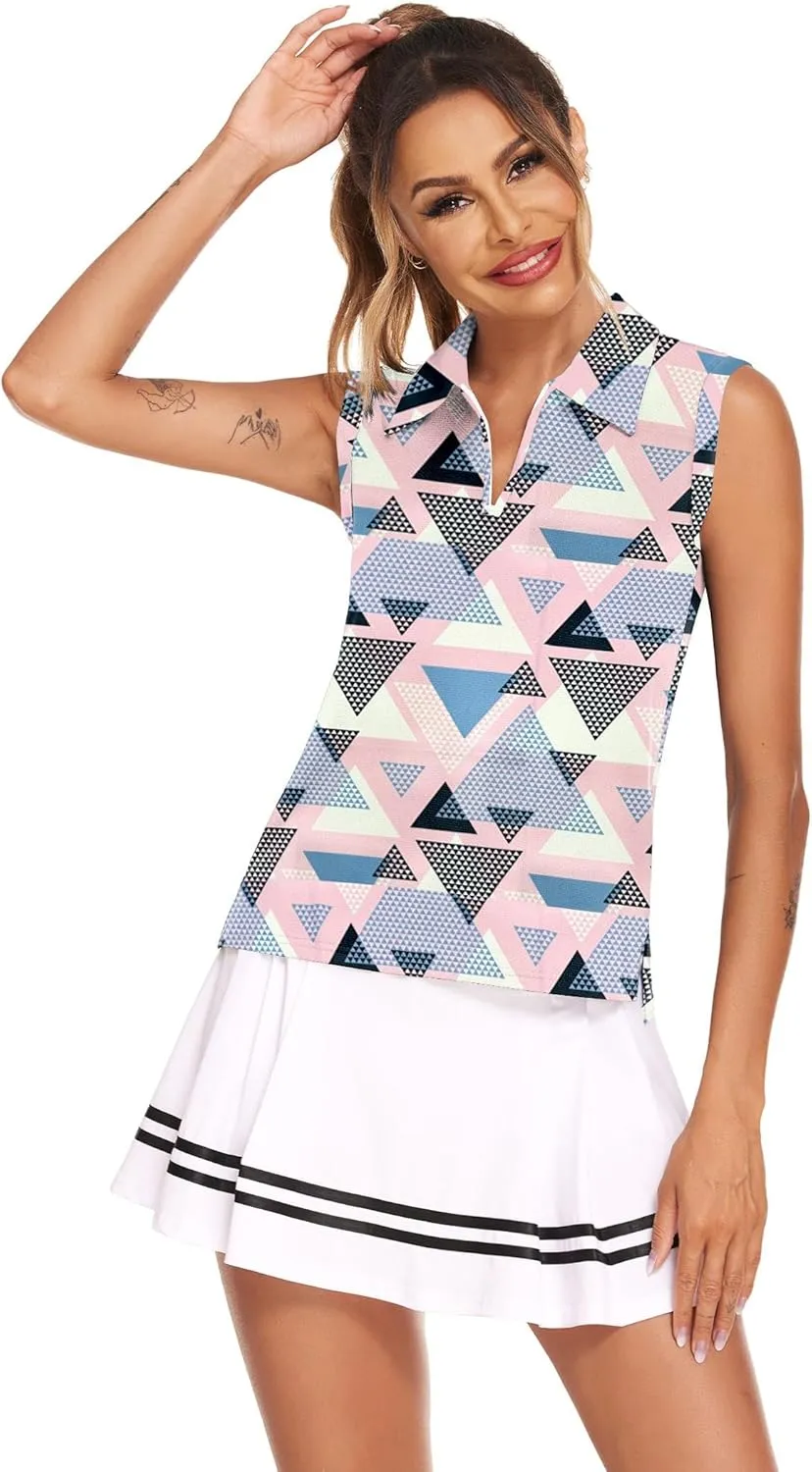 HOTLOOX Women Sleeveless Golf Polo Shirts Summer 2025 UPF 50  Zipper V Neck Tennis Tank Top S-XXL