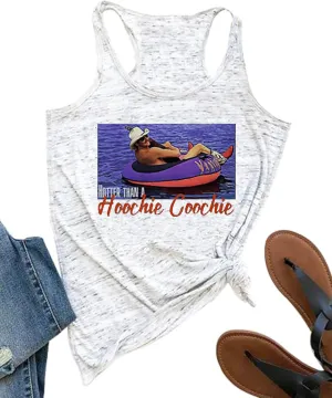 Hotter Than a Hoochie Coochie Tank Tops for Women Vintage Country Music Graphic Hawaiian Racerback T Shirt