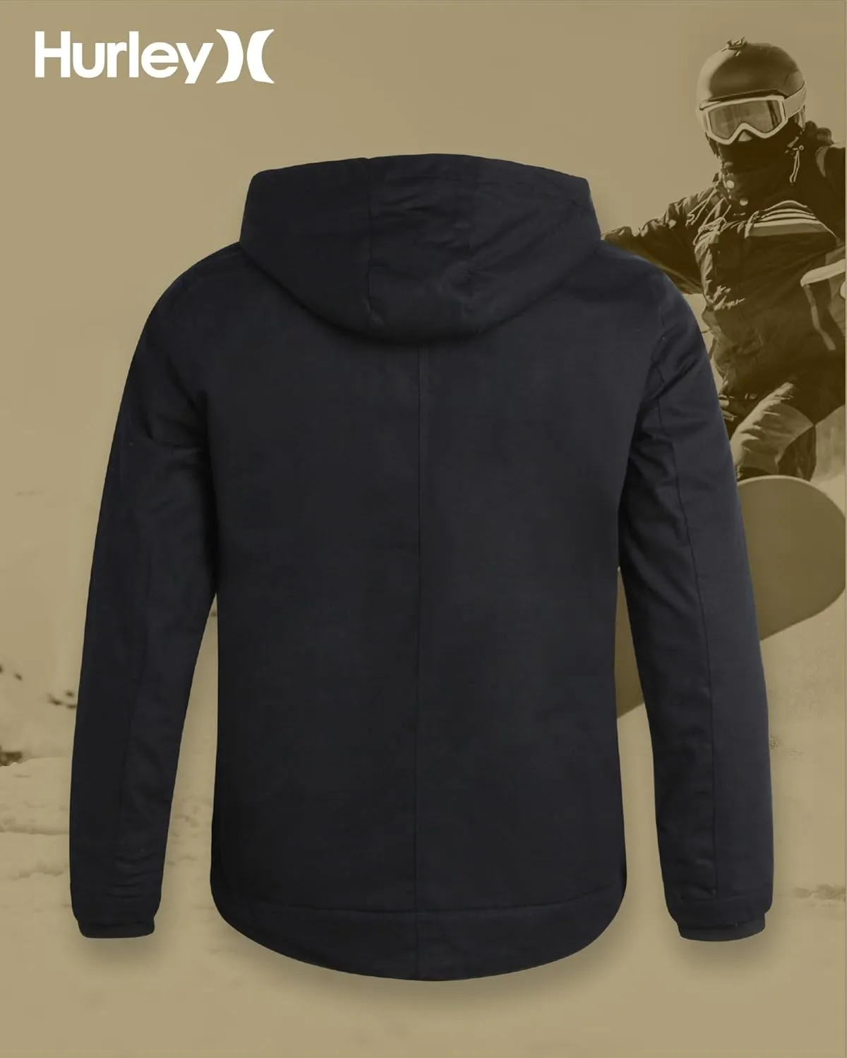 Hurley Men's Charger Jacket - Sherpa Lined Outdoor Jacket with Snap Closure Pockets - Button Down Men's Hooded Jacket (S-XL)